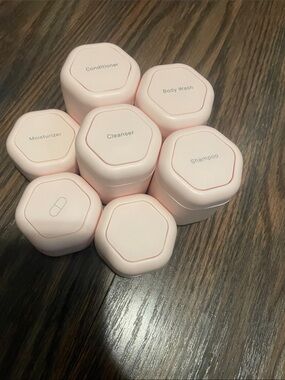 Pink Travel Toiletry Containers - Set of 7